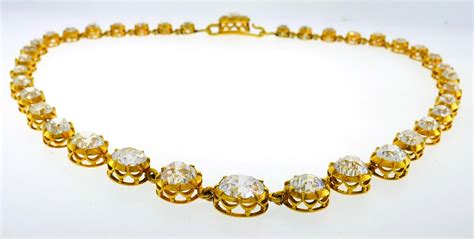 Diamond Yellow Gold Riviere Necklace Victorian At Stdibs