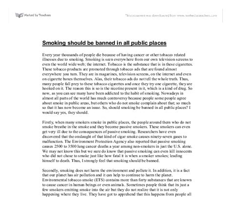 Smoking Should Be Banned In All Public Places Gcse English Marked