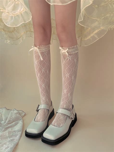 Cute Knee High Lace Organza Stockings