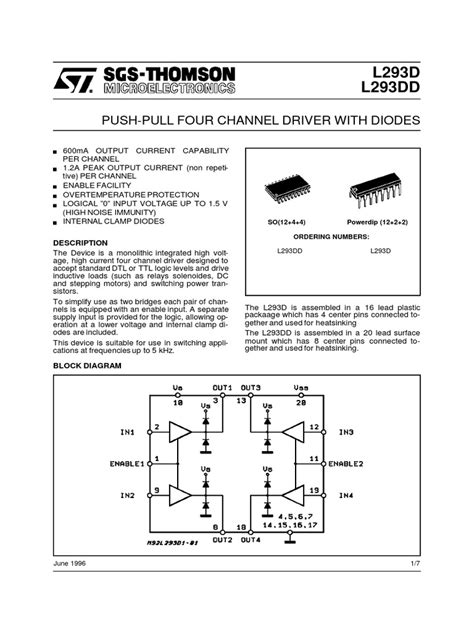 L293d Datasheet Pdf Electrical Engineering Electricity