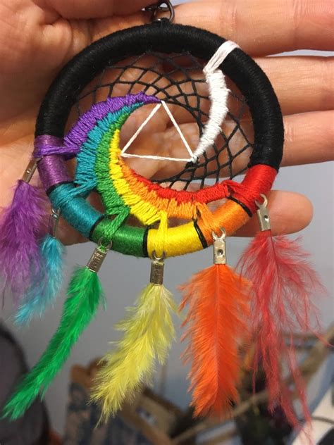 Rainbow Dreamcatcher Pride Ts Dreamcatcher Keychain Native Etsy