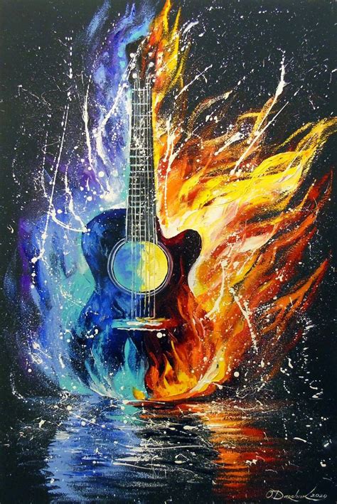 Bass Guitar 2020 Oil Painting By Olha Darchuk Guitar Art Painting