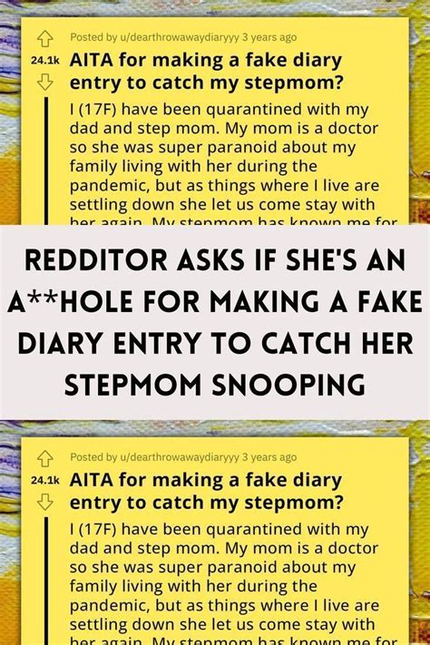 Redditor Asks If She S An A Hole For Making A Fake Diary Entry To Catch Her Stepmom Snooping