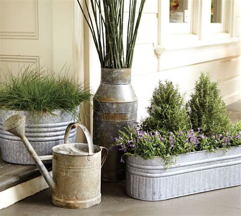 Eclectic Galvanized Metal Planters Pottery Barn