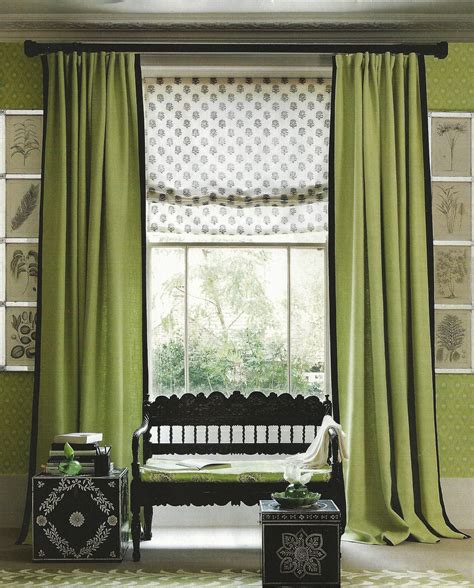 But a term probably doesn't exist. floor to ceiling curtains, green with black accents ...