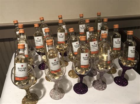 Diy 50th Birthday Favors Wine Glass And Glitter With Hershey Kisses Wine Tasting Party 50th