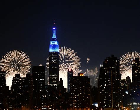Empire State Building All Lit Up During The 4th Of July