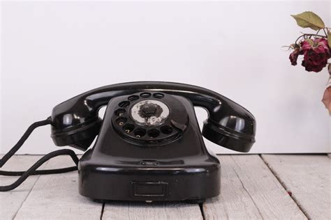 Vintage Black Bakelite Rotary Phone 50s Telephone Etsy