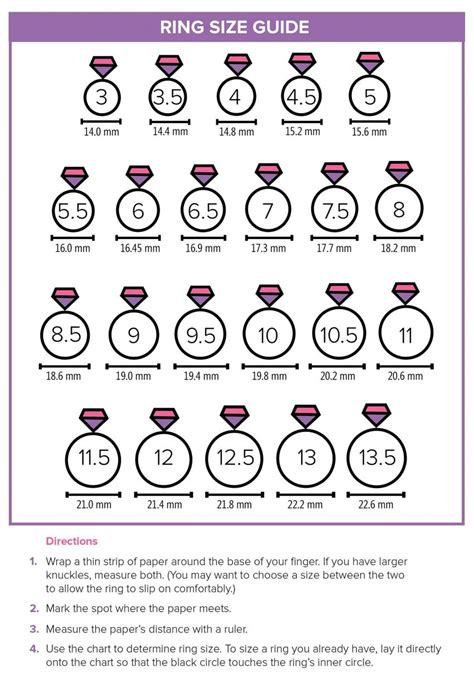 Ladies And Men Finger Ring Size Measurement Chart Printable