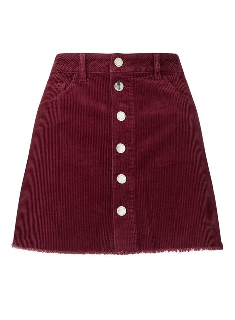 Petite Burgundy Chunky Corduroy Mini Skirt Skirts Clothing Miss