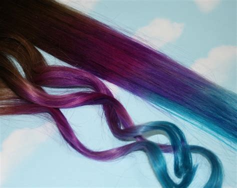 Purple Blue Tie Dye Tips Purple And Turquoise Human Hair Etsy