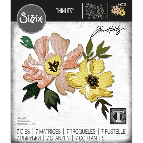 Sizzix Thinlits Dies Brushstroke Flowers By Tim Holtz Etsy