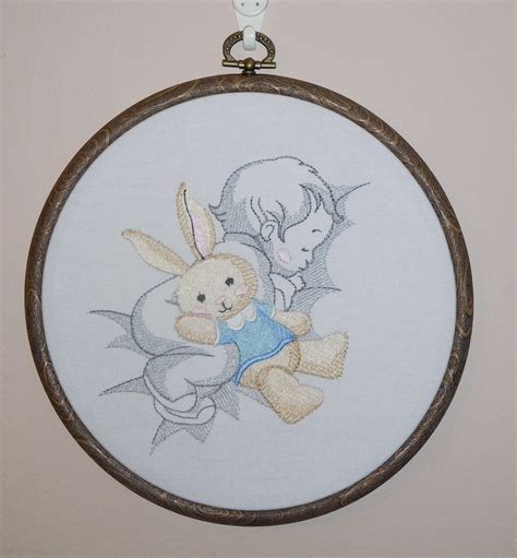 Baby And Bunny Design Embroidered Blanket Personalized Embroidered
