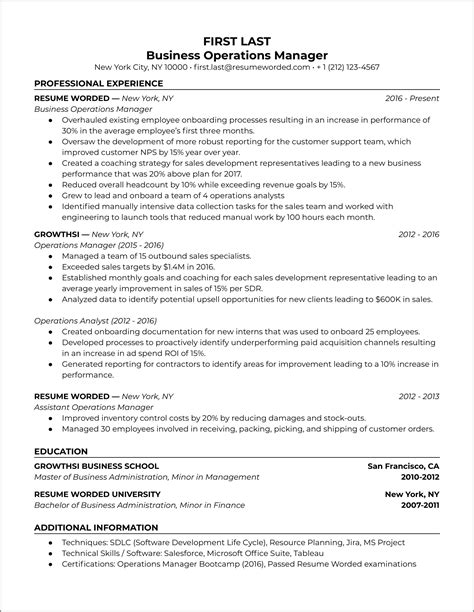 Operations Manager Resume Sample Writing Guide For 20