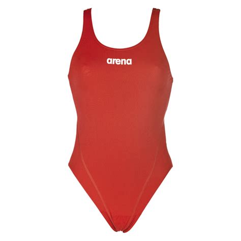 Arena Solid Swim Tech High Leg Red Swimsuit
