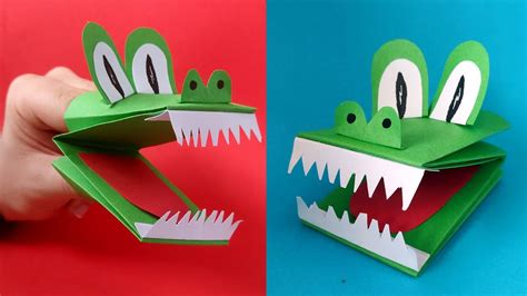 How To Make A Crocodile Paper Puppet Moving Paper Toys Youtube
