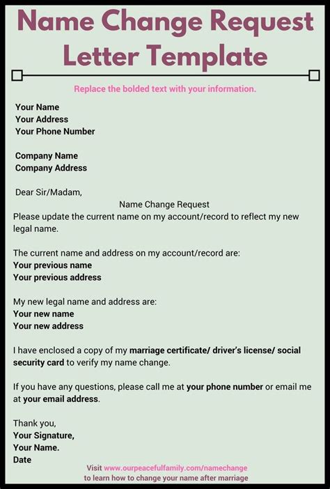 Business address change letter sample and notifying clients the ins will remain the same. Letter for Change of Name After Marriage Template ...