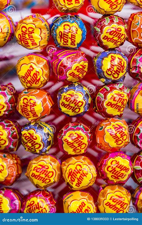 Stand With Chupa Chups Candy Shot Close Up Editorial Stock Photo