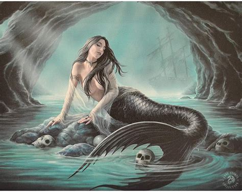 Calypso {mermaid/sea goddess} by @slaughterboo. Sirens Lament - A Gothic Mermaid on Rock with Skulls ...