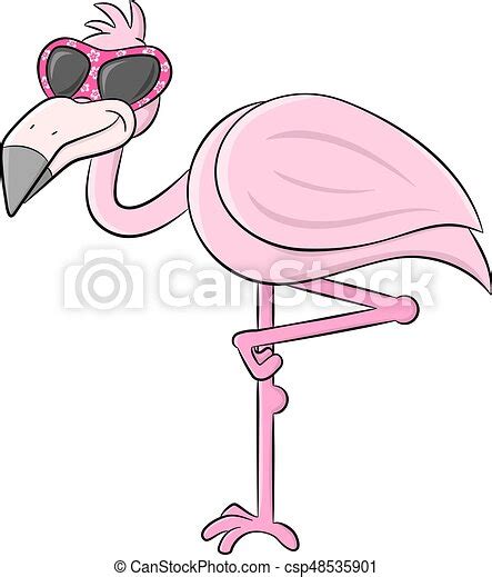 Vector Illustration Of A Cartoon Flamingo With Sunglasses