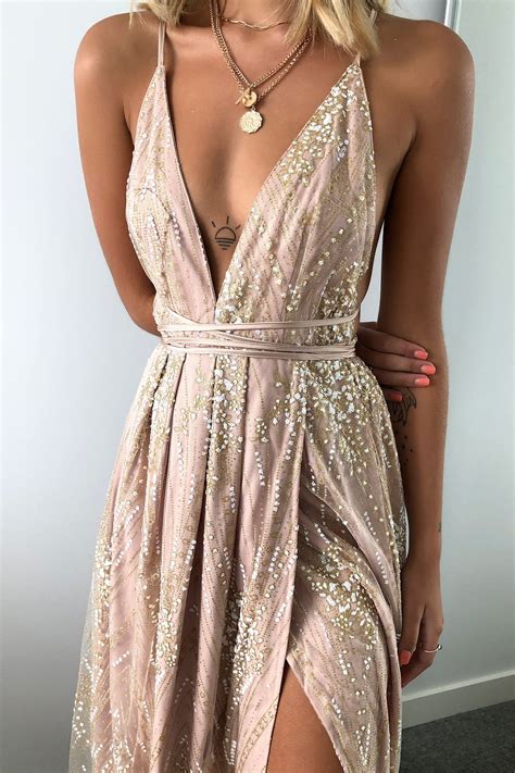 Nude Dress Gold Dress Gold Glitter Dress Bridesmaid Dresses Prom