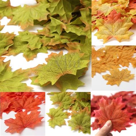 Aisence Autumn Pack Of 100pcs Artificial Fall Autumn Maple Leaf Silk
