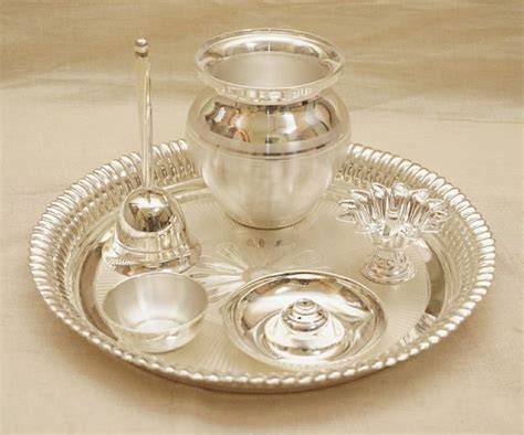 Pure Silver Pooja Thali Set 925 Silver Silver Pooja Items Silver