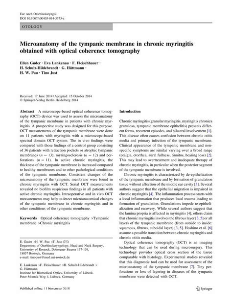Pdf Microanatomy Of The Tympanic Membrane In Chronic Myringitis