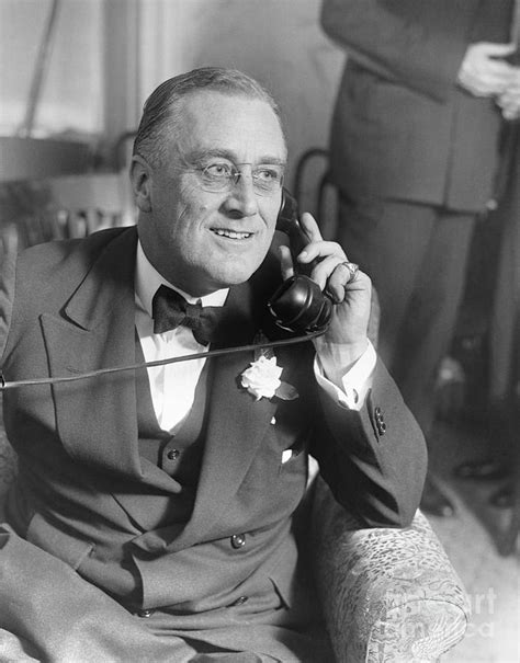 Franklin Delano Roosevelt On Telephone By Bettmann