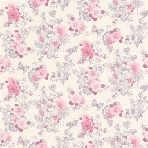 Delicate Pink Flower Wallpaper Pretty Floral Print By