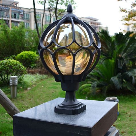 Antique Style Tea Glass Globe Sphere Waterproof Garden Gate Post Pillar Lights Ebay Pillar