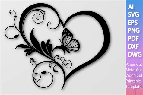 Floral Heart Butterfly Svg 3 Graphic By Dreamy Designs · Creative Fabrica