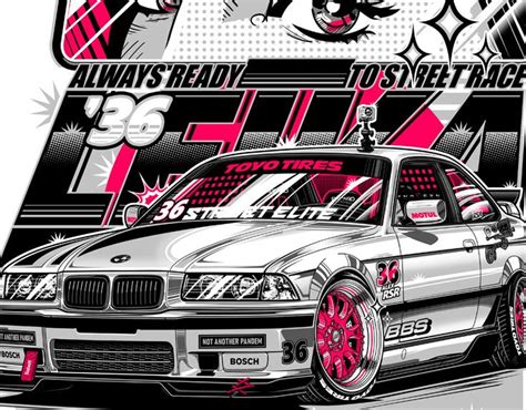 street drift print design  behance art cars car drawings car artwork