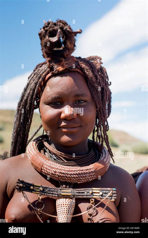 Africa Namibia Damaraland Young Himba Woman Portrait Stock Photo
