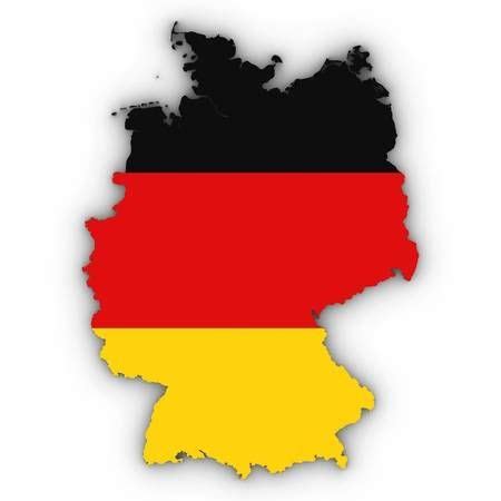 Germany Map Outline With German Flag On White With Shadows 3D