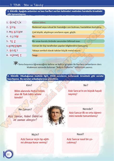 6. Sınıf Türkçe Ders Kitabı Sayfa 74-75-76-77-78-79-80-81-82-83 Cevapları Meb Yayınları