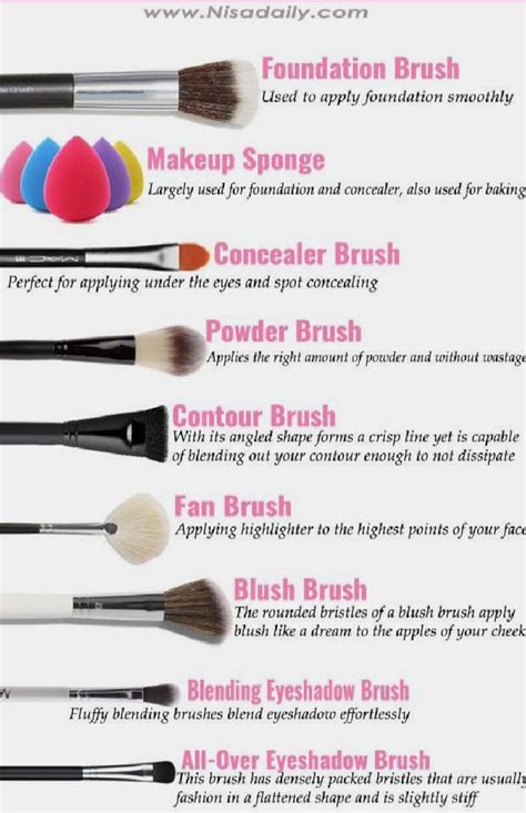 types of makeup brushes and their uses with pictures pdf