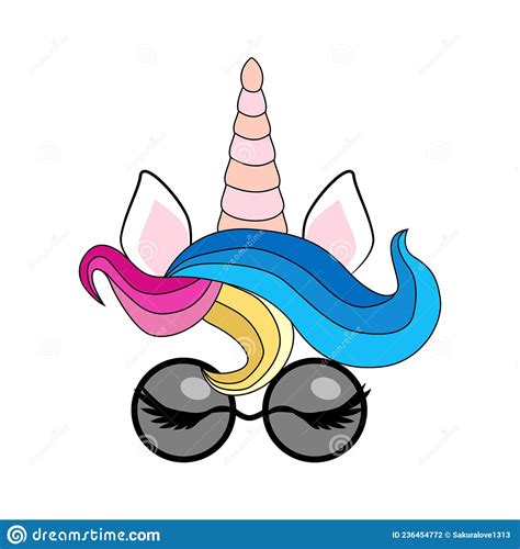 Illustration Of Cute Unicorn Face Wearing Sunglasses Stock Illustration