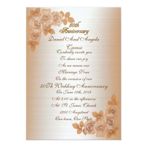 50th Anniversary Vow Renewal Invitation Roses
