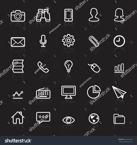 Business Outline White Icons Set 1 Vector Illustration 164524166