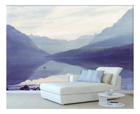 Large Wall Mural Landscape With Peaceful Lake And Mountains Vinyl