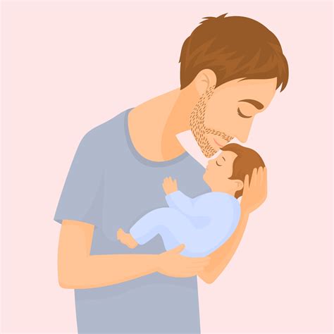 Dad Carrying In His Arms His Little Newborn Son 3546474 Vector Art At