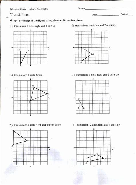 Algebra 1 Transformations Worksheet