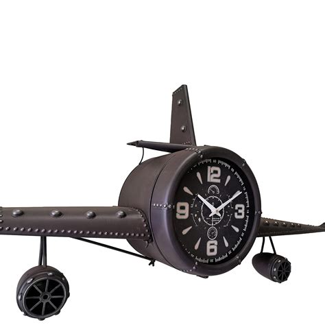 Oversized 77″ Antique Brown Airplane Metal Wall Clock Boxman