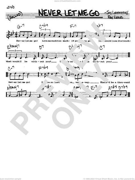 Never Let Me Go Sheet Music Real Book With Lyrics PDF