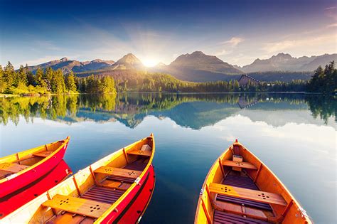 Pictures Nature Mountains Lake Boats