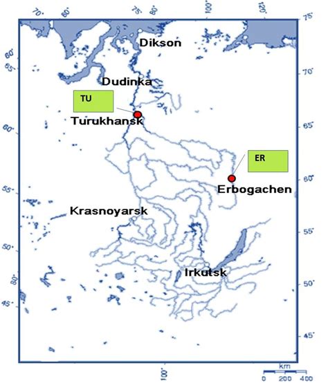 The Yenisei Basin And Sampling Locations On The Nizhnyaya Tunguska