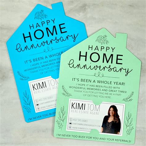 Set Of Happy Home Anniversary Cards Real Estate Agent Card Etsy