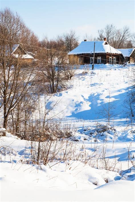 Ravine And Little Russian Village In Winter Stock Photo Image Of