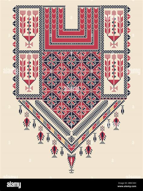 vector tatreez pattern design with palestinian traditional embroidery motif stock vector image